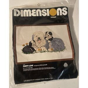 Vintage Dimensions Crewel Embroidery Kit Puppy Love Sheep Dogs 20"x14" Sealed